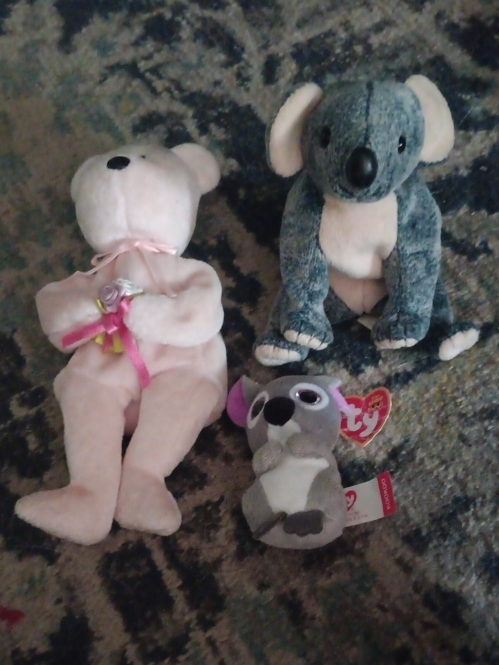 Ty Plush Koala and Bear Set - Pink & Gray